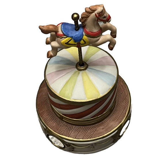Lefton China Carousel Horse Music Box Hand Painted Vintage 80s Collectible VIDEO - Picture 2 of 8